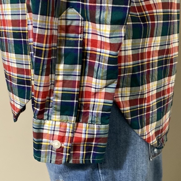 FRANK & EILEEN BARRY WOVEN BUTTON UP RED BLUE PLAID Shirt Top XS - Picture 7 of 13